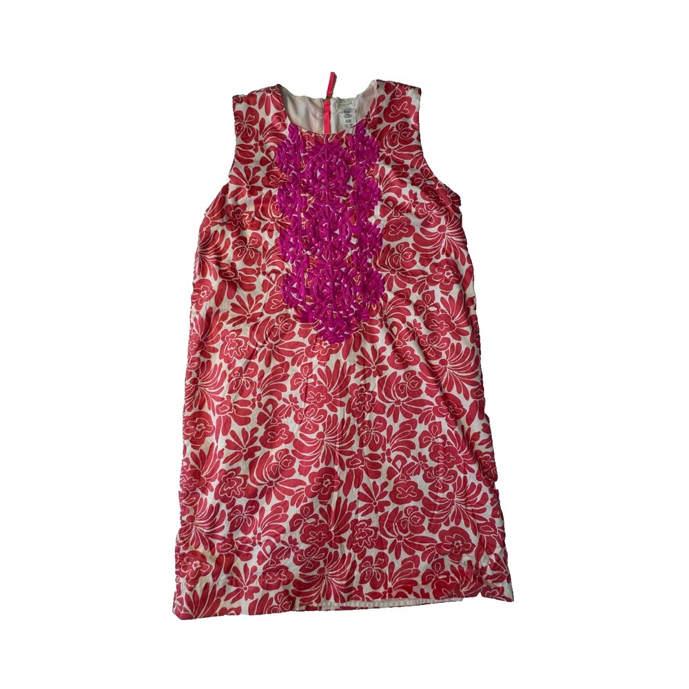 Crewcuts Girls Size 14 Pink Floral Embroidered Shift Dress Sleeveless